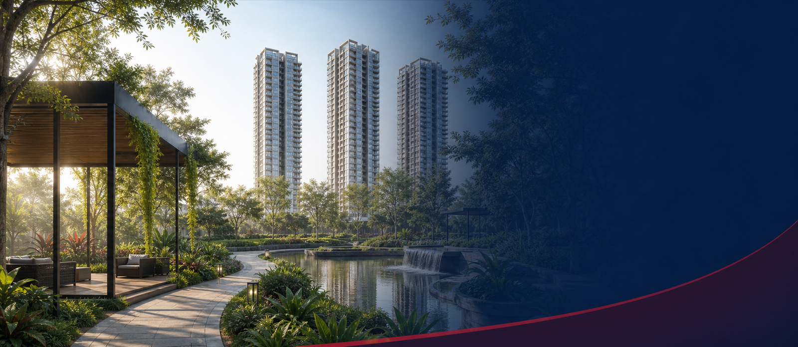 Wellness garden and three residential towers at Hero Homes Sector MU